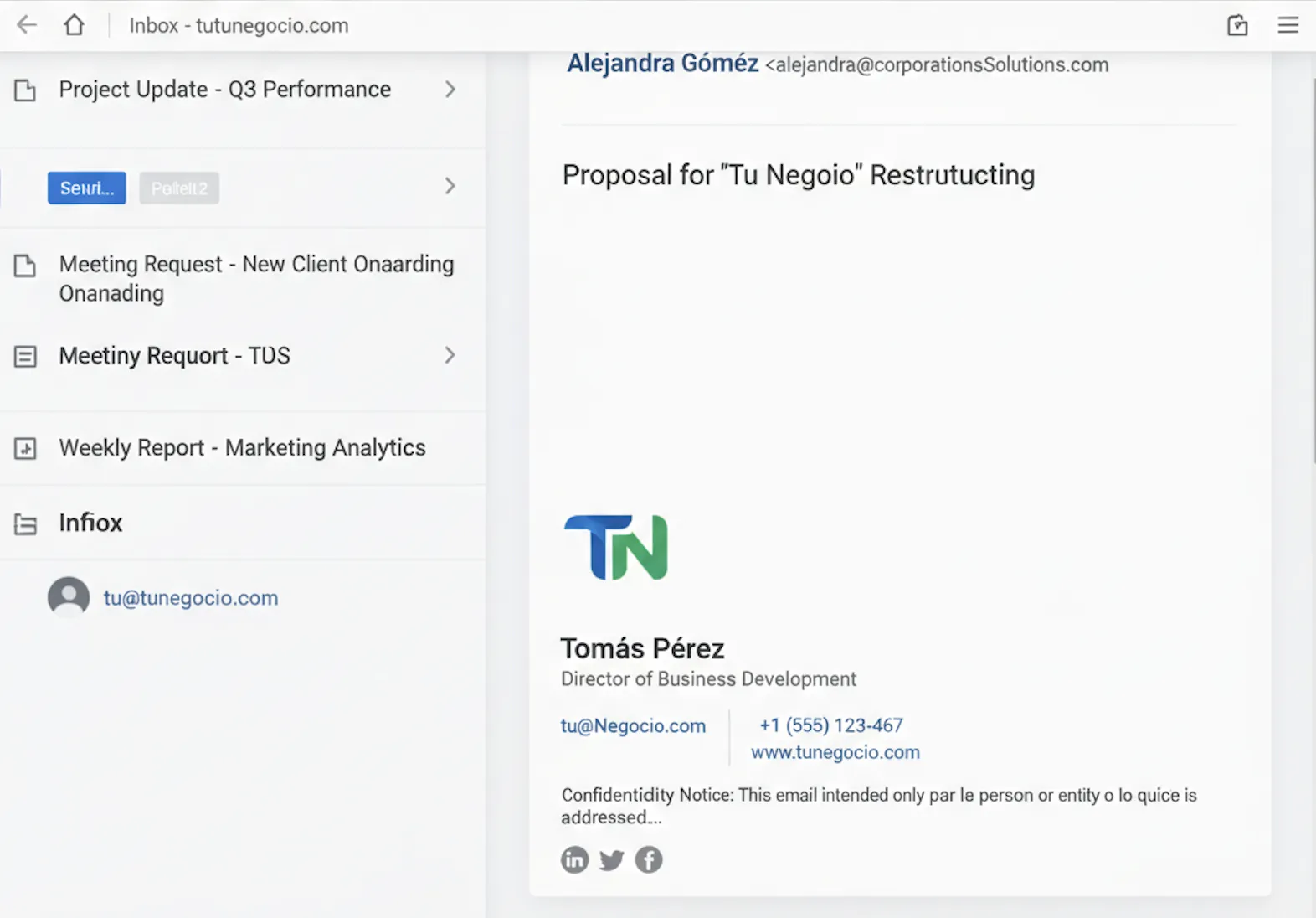 Email corporativo con dominio propio configurado por Vyral Agency