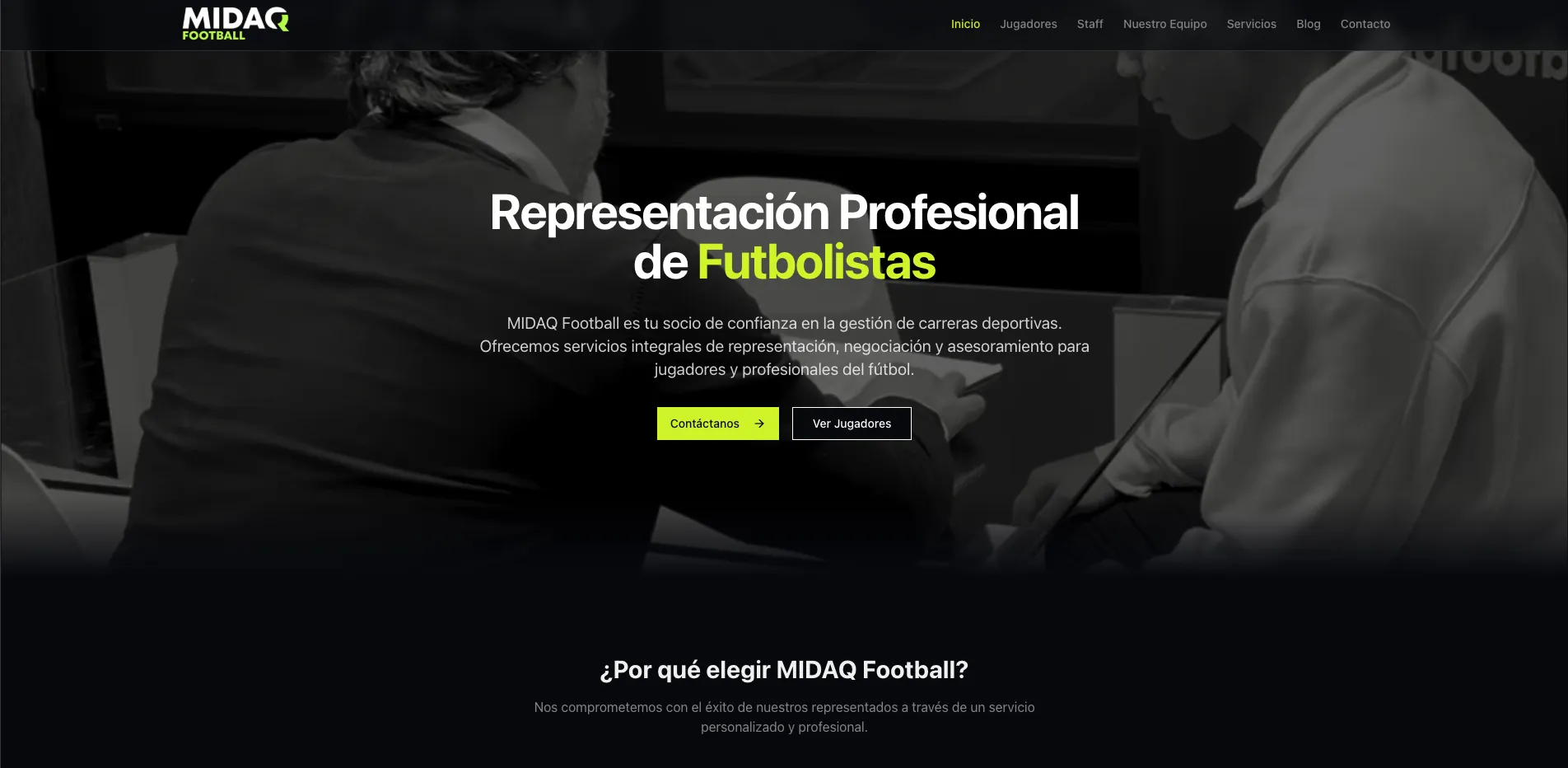 Nuevo diseño web de MIDAQ Football Management por Vyral
